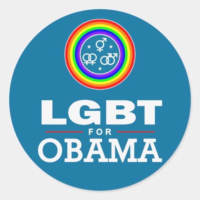 Pegatina Redonda LGBT para OBAMA (Anverso)