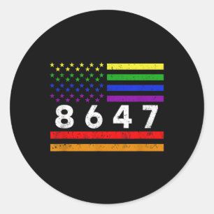 Pegatina Redonda Lgbtq 8647 86 47 Impugnar 47 Resistir 8647 Diverti
