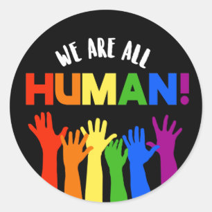Pegatina Redonda LGBTQ+ RIs Todos somos humanos