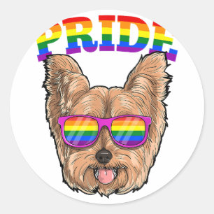 Pegatina Redonda LGTB Yorkshire Terrier Yorkie Dog Gay Prige Rainbo