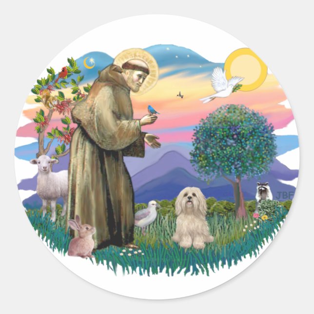 Pegatina Redonda Lhasa Apso (#9) (Anverso)