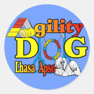 Pegatina Redonda Lhasa Apso Agility Gifts