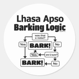 Pegatina Redonda Lhasa Apso Barking Logic