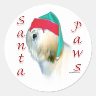 Pegatina Redonda Lhasa Apso Santa Paws