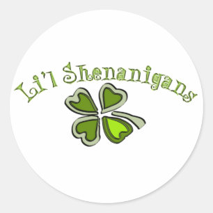 Pegatina Redonda Li’l Shenanigans Un raro Fiesta Shamrock Cartoonif