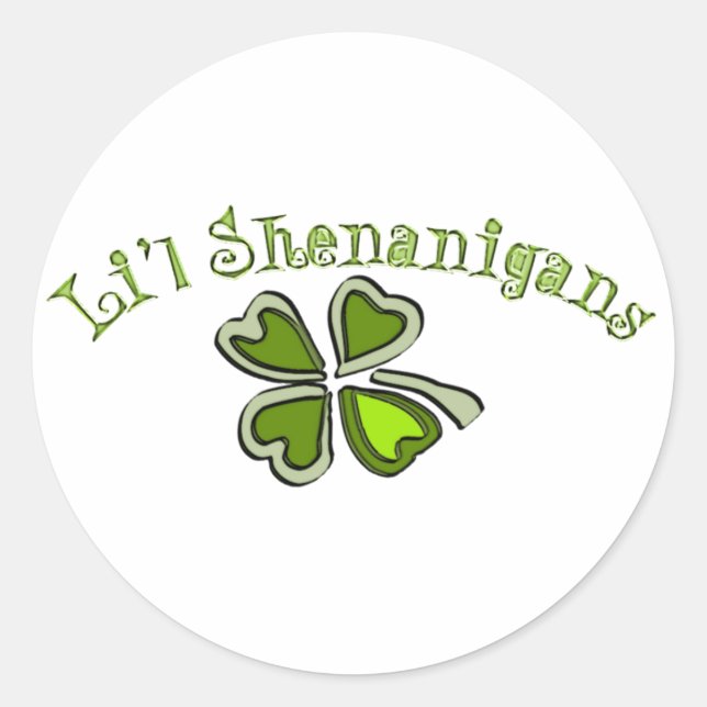 Pegatina Redonda Li’l Shenanigans Un raro Fiesta Shamrock Cartoonif (Anverso)