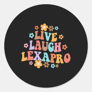 Pegatina Redonda Lía en vivo Lexapro Groovy Terapia de Salud Mental