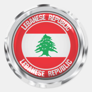 Pegatina Redonda Líbano rodea al Emblema