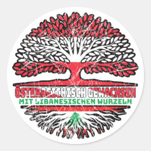 Pegatina Redonda Libanon Libanesisch Österreichisch Österreich Baum
