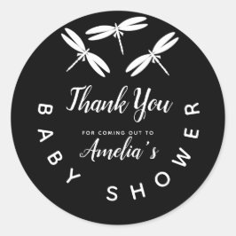 Pegatina Redonda Libellulas Adorables  Agradecimiento para Baby Sho