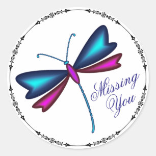 Pegatina Redonda Libélula