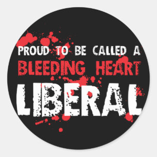 Pegatina Redonda Liberal orgulloso del corazón sangrante