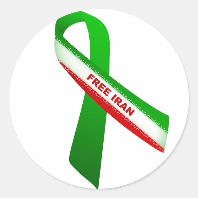 Pegatina Redonda Liberar a Irán (Anverso)