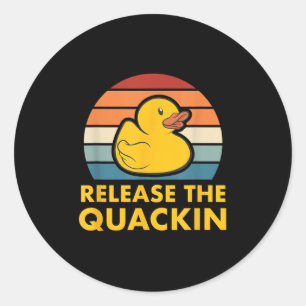 Pegatina Redonda Liberar El Cac De Ducado De Duck De Goma De Cita