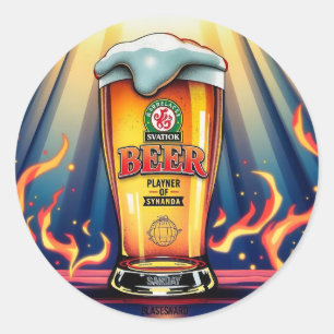 Pegatina Redonda Liberar el sabor: Cerveza Svatyok - jugador de Syn