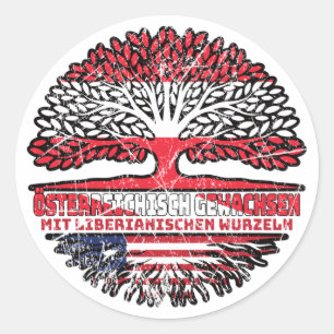 Pegatina Redonda Liberia Liberianisch Österreichisch Österreich