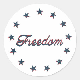 Pegatina Redonda Libertad América Patriótica Diseño 250 Estrellas