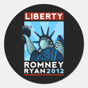 Pegatina Redonda Libertad de Romney Ryan
