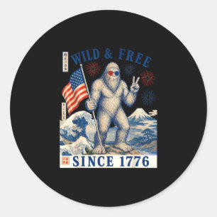 Pegatina Redonda Libertad desde 1776 bigfoot patriótico sasquatch p