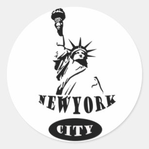 Pegatina Redonda Libertad en nueva york