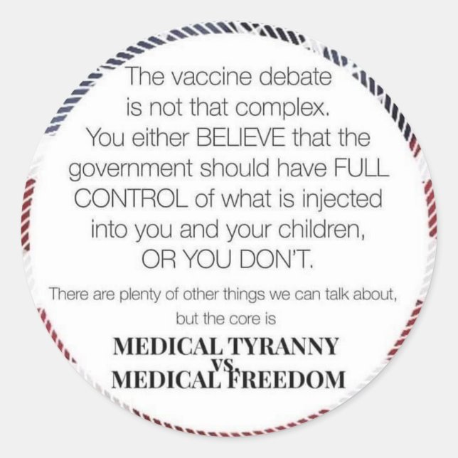 Pegatina Redonda Libertad médica (Anverso)