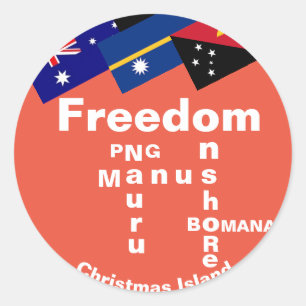 Pegatina Redonda Libertad para los refugiados - PNG Manus Nauru Ons