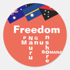 Pegatina Redonda Libertad para los refugiados - PNG Manus Nauru Ons