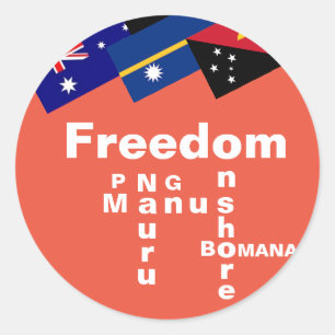 Pegatina Redonda Libertad para los refugiados - PNG Manus Nauru Ons
