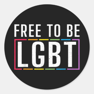 Pegatina Redonda Libertad para ser el orgullo gay bisexual LGBT