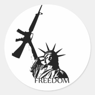 Pegatina Redonda Libertad - ¿Tienes armas? (Enorme)