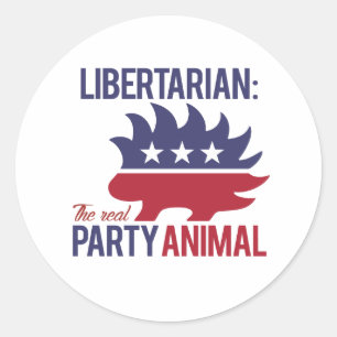 Pegatina Redonda Libertario - El verdadero animal de fiesta - - 