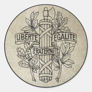 Pegatina Redonda Liberte, Egalite, Fraternite