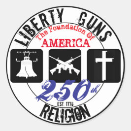 Pegatina Redonda Liberty Armas Religión Round 250th Sticker