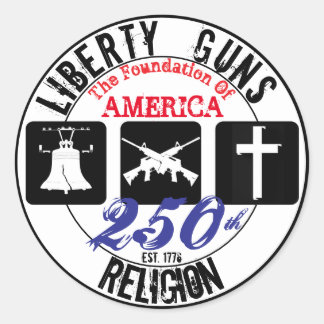 Pegatina Redonda Liberty Armas Religión Round 250th Sticker