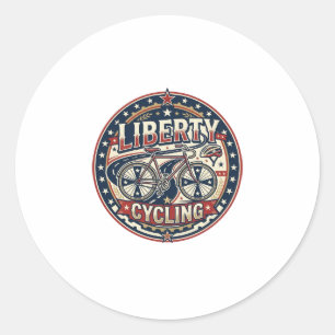 Pegatina Redonda Liberty Cycling Patriótico Ciclismo Patriótico Vin