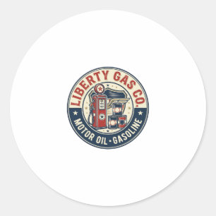 Pegatina Redonda Liberty Gas Co Patriótica Estación de Servicio Pat