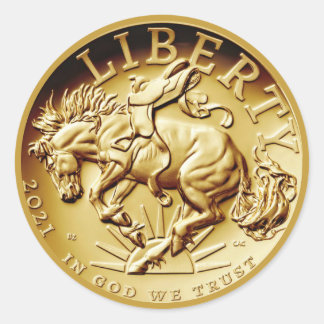 Pegatina Redonda Liberty Horse Coin Classic Round Sticker