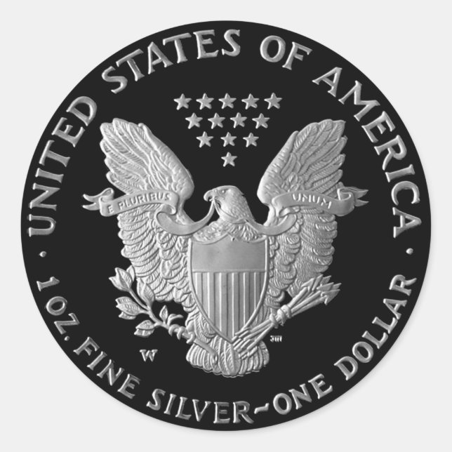 Pegatina Redonda Liberty Silver Dollar Tail 2006 (Anverso)