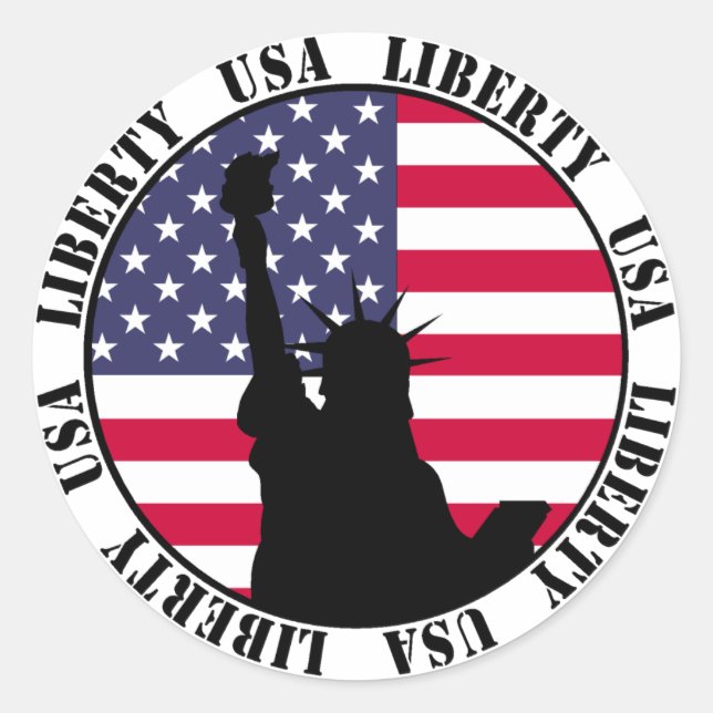 Pegatina Redonda Liberty USA Pegatinas (Anverso)