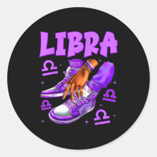 Pegatina Redonda Libra Chica Cumpleaños Zapatos Negros Mujer Zodiac