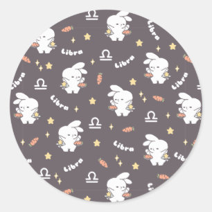 Pegatina Redonda Libra Loppi Tokki Bunny Zodiac Pattern II