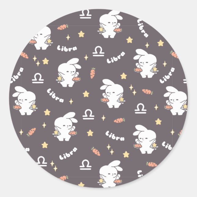Pegatina Redonda Libra Loppi Tokki Bunny Zodiac Pattern II (Anverso)
