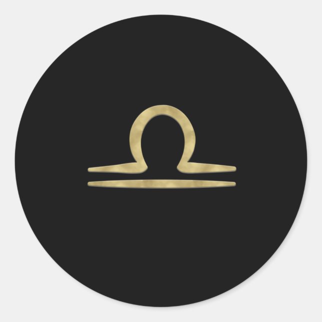Pegatina Redonda LIBRA Oro Septiembre Octubre Astrología de cumplea (Anverso)