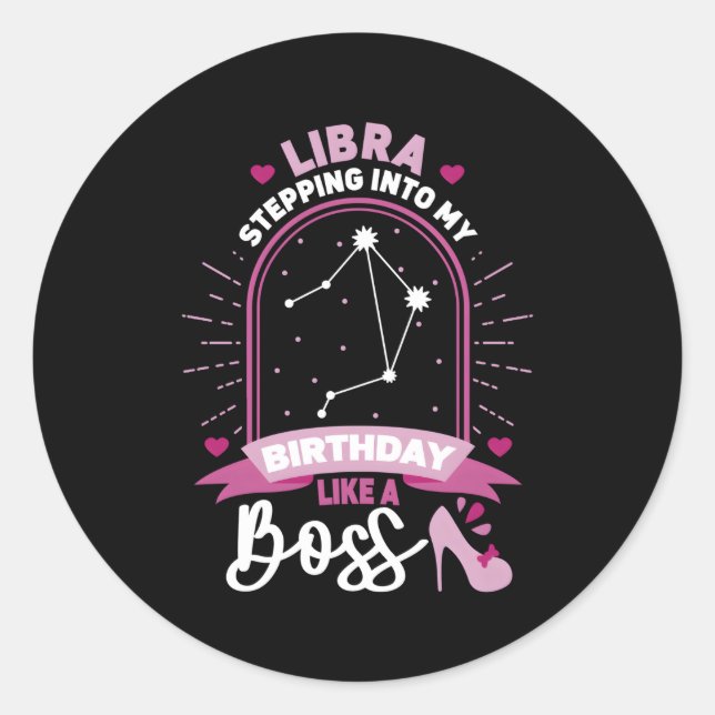 Pegatina Redonda Libra Stepg En Astrología Rótulo De Nacimiento (Anverso)