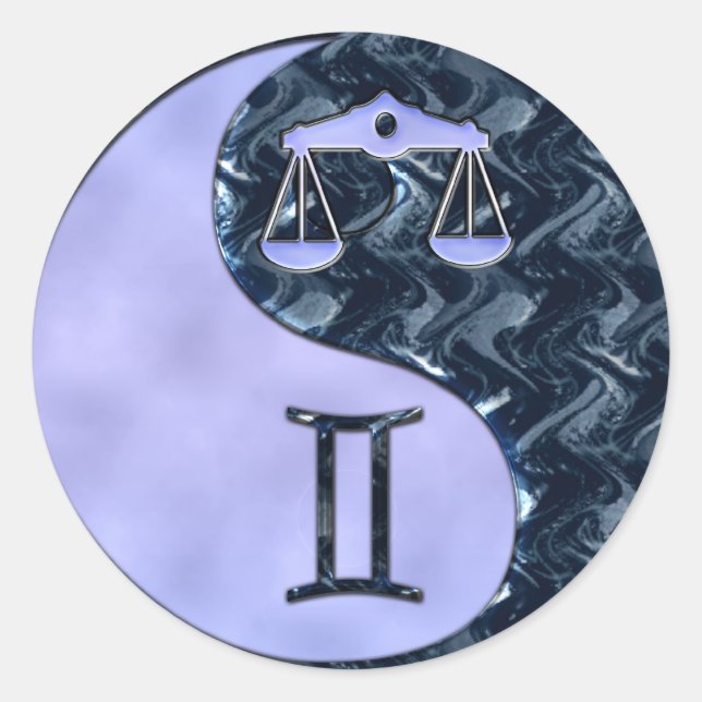 Pegatina Redonda Libra Yin Yang (Anverso)