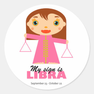 Pegatina Redonda Libra Zodiac para los niños