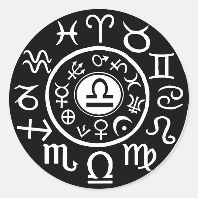Pegatina Redonda Libra - Zodiaco (Anverso)