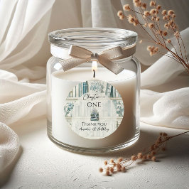 Pegatina Redonda Library Chapter ONE Blue Boy Book 1st Birthday