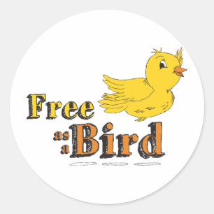 Pegatina Redonda Libre como pájaro libre como pájaro volador amaril