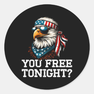 Pegatina Redonda Libre esta noche águila divertida patriótica estad